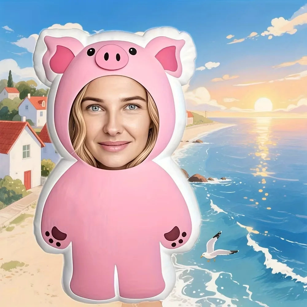 Customized Pink Pig Face Cushion, Cute Personalized Photo Pillow, Suitable for Home Sofa Decoration, Also a Perfect Gift for Various Holidays