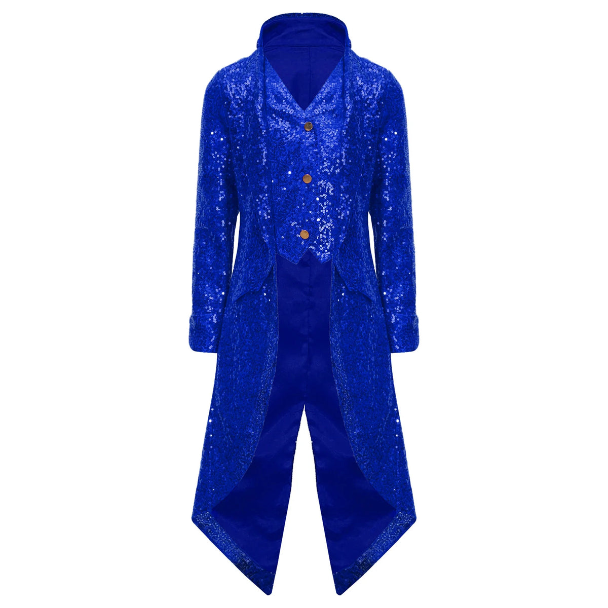 Kids Boys Halloween Medieval Renaissance Costume Sparkly Sequins Victorian Tailcoat Jacket Frock Coat Long Sleeve Gothic Tuxedo