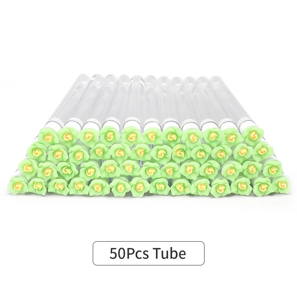 10/50Pcs Flower Eyelash Brush Tube Disposable Mascara Wands Tube Reusable Lash Spoolies Brush Dust-proof Cleaner Storage Tubes