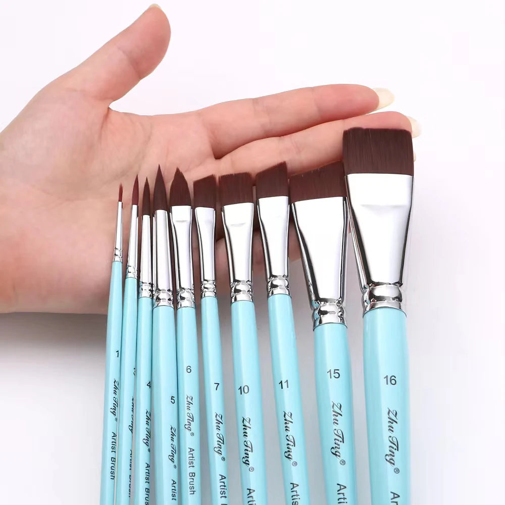 High Quality Face Body Paint Brushes Sky Blue Artist Watercolor Painting Makeup Brush Set For Kids