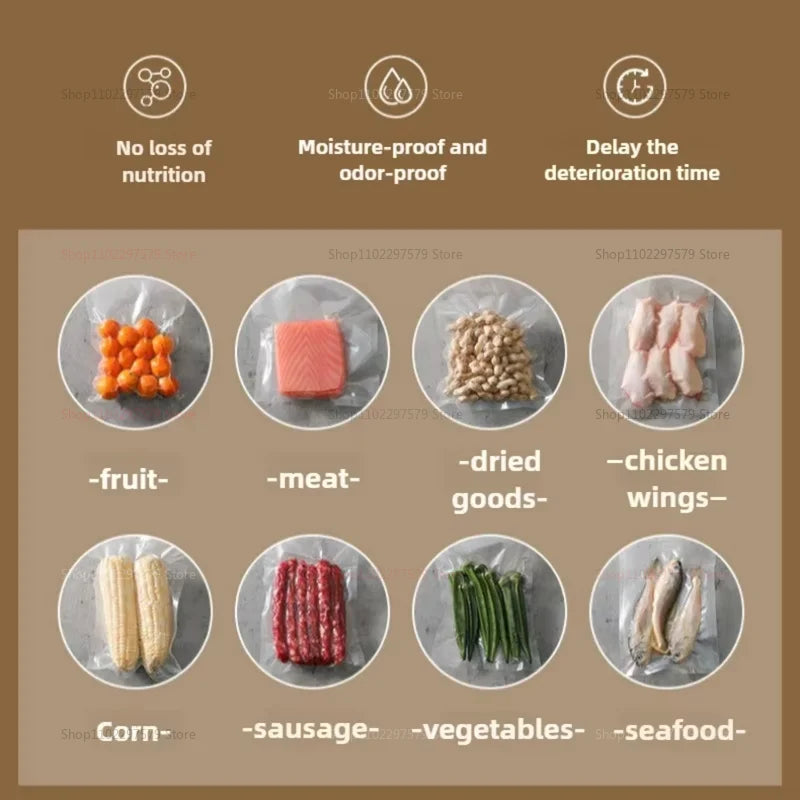 Vacuum sealer machine, with 2 modes, including vacuum seal bags, for food preservation, fruit sealing kitchen utensils