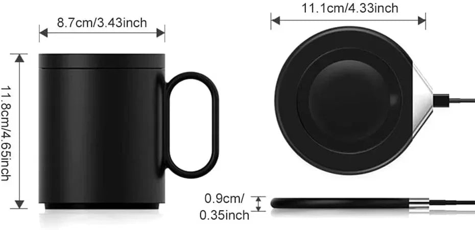 Smart Mug Warmer Wireless Heated Coffee Cup 55℃ Thermostatic Mug with phone Wireless Charger For Home Office Desk Gift