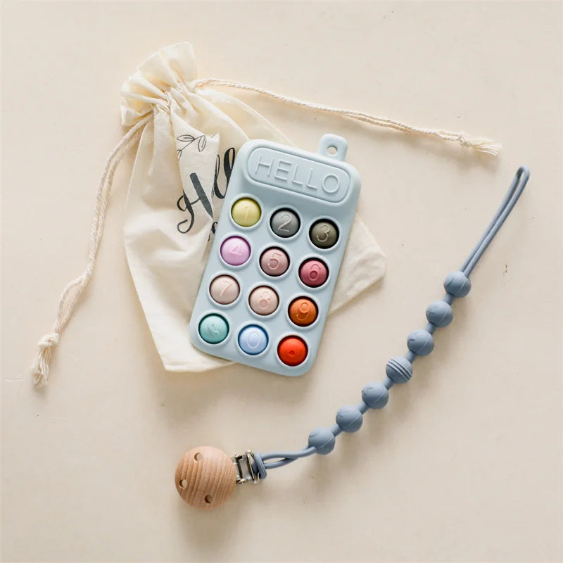 Baby Phone Teether Toy Telephone Sleeping Pacifier Clip Bracelet Simulation Phone Toys Early Educational Learning Toy Kids Gifts