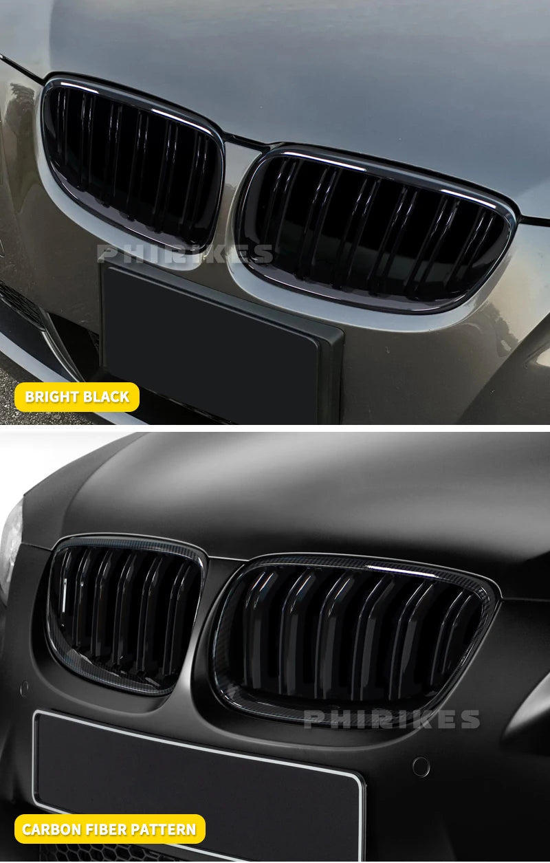 For BMW 3-Series E92 E93 M3 Coupe LCI 2010-2013 2Pcs Car Style Black Front Kidney Double Slat Grill Grille