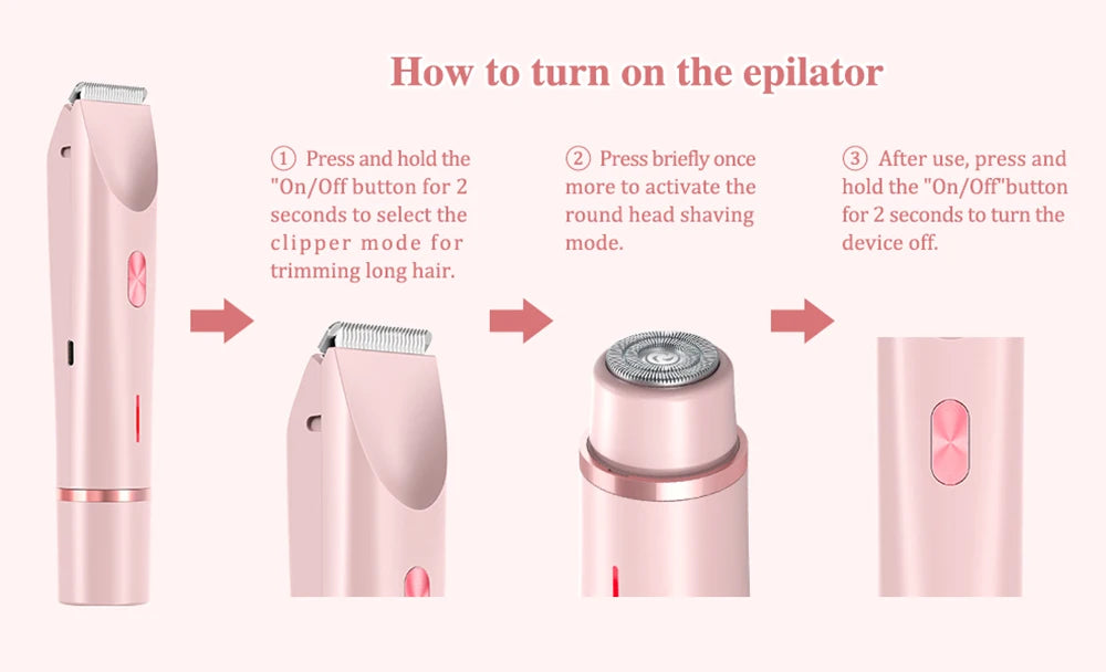 Electric Shaver for Woman Bikini Trimmer for Women Dual Head Electric Razor Waterproof Painless Bikini Shaver Pubic Hair Trimmer