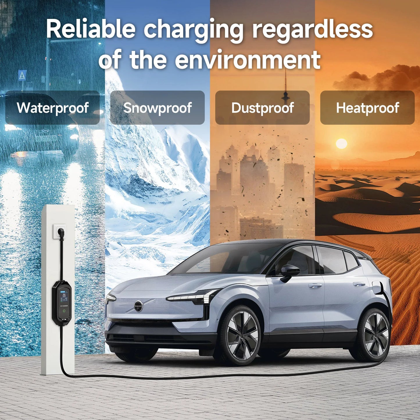 AFYEEV 3600W Portable Electric Car Charger Type 2 IEC62196-2 Charging Cable EV Charging Station Wallbox EVSE Electric Charger