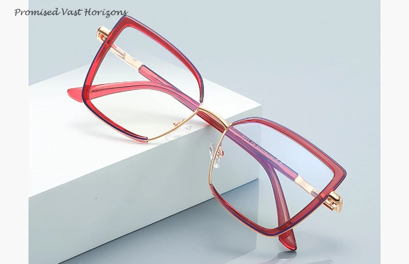 Female Exaggerated Design Anti Blue Light Glasses TR Personalized for Women with Big Face Fashion Show Plano Lens Glasses
