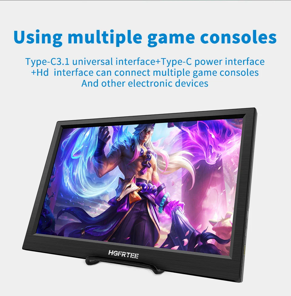 HGFRTEE portable monitor 11.6inch laptop monitor 768 display external monitor suitable for laptop and computer built-in speakers