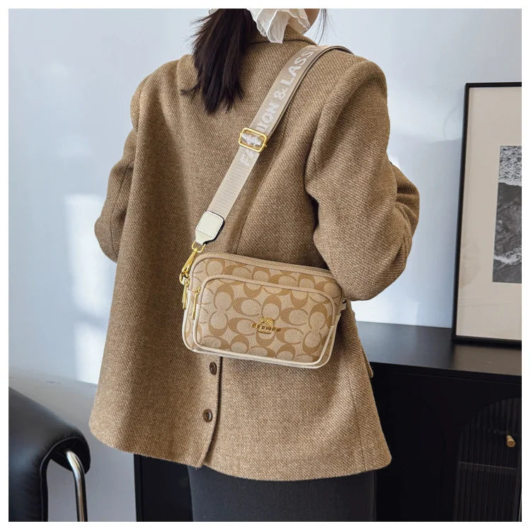 2026 New Retro Luxury Women Shoulder Bag Crossbody Bag Original Circular Pattern Logo Durable Fabric Adjustable Strap Daily Work