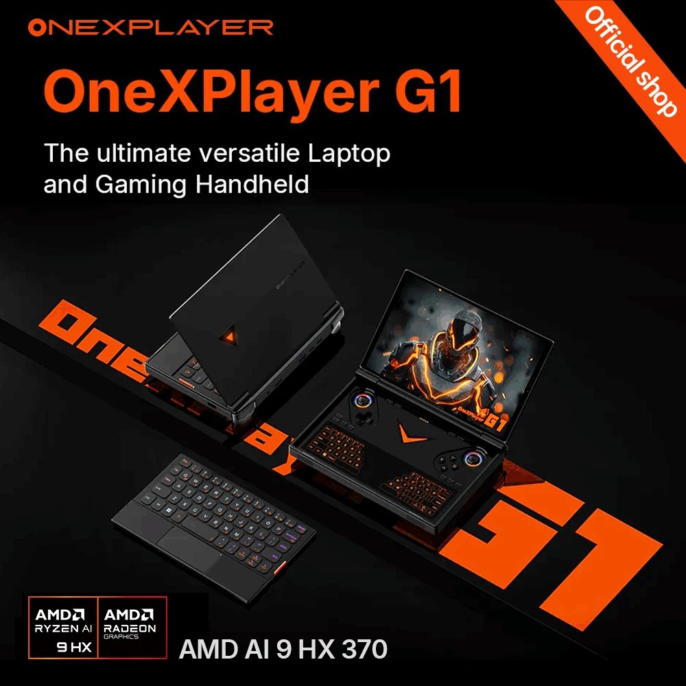OneXPlayer G1 Gaming Laptop AMD Ryzen AI 9 HX 370 &amp; Intel Core Ultra 7 255H Portable 8.8 Inch 144Hz Dual-Mode Keyboard Computer
