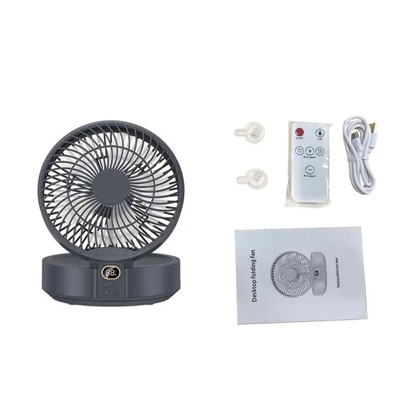 Remote Control Wireless Wall Mounted Circulation Air Cooling Fan With LED Light Folding Electric Ventilator Table Fan
