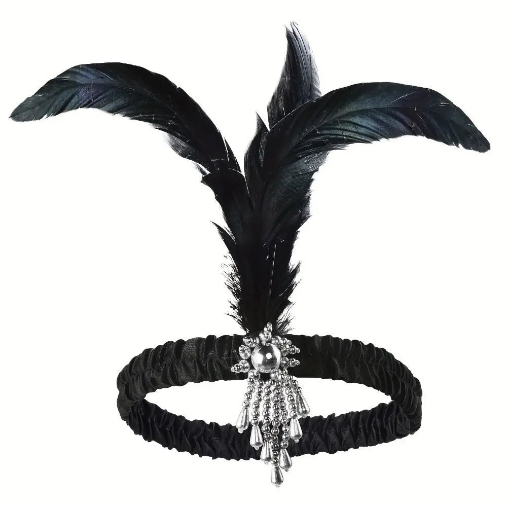 Hair Accessories Feather Headwear Tassel Diamond Cosplay Dress Headwear Black Makeup Party Masquerade Hair Band Women Hairband