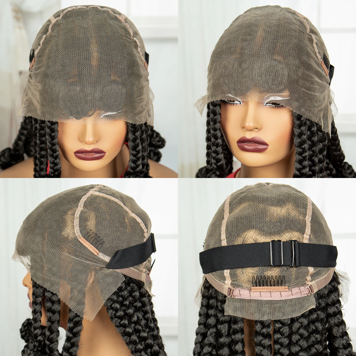Synthetic Full Lace Bantu Braids Wig with Baby Hair 14Inch Natural Lace Front Braided Wig Handmade Cornrow Braid for Black Women