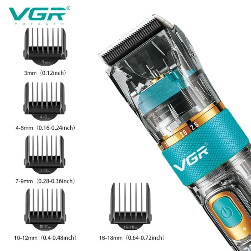 VGR Professional Hair Clipper Barber Waterproof Hair Cutting Machine Beard Hair Trimmer Three-speed Adjust Haircut For Men V-695
