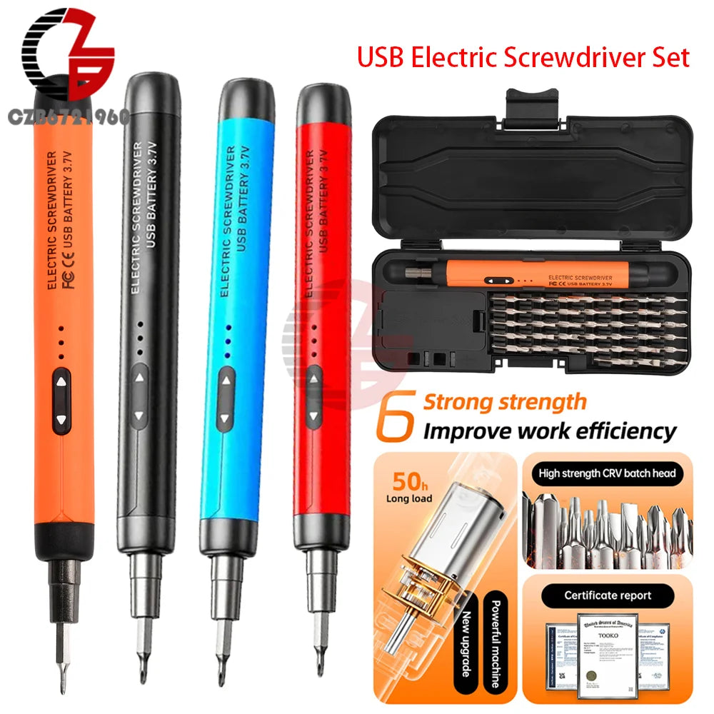 USB Electric Screwdriver Set High Torque Screwdriver Power Tool Mini Drill Bits Precision Screwdriver Head Kit Home Repair Tools