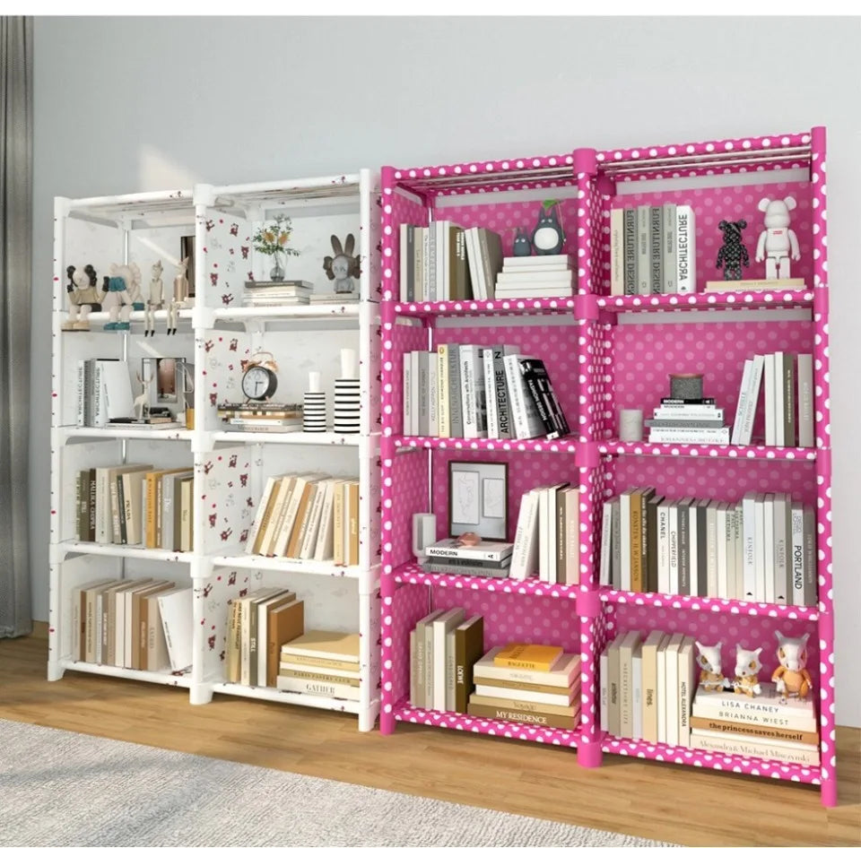 Simple Bookshelf Multi Layer Easy Assembly Diy Wardrobe Bookshelf  Plastic Square Storage Rack Living Room Study Room Bedroom