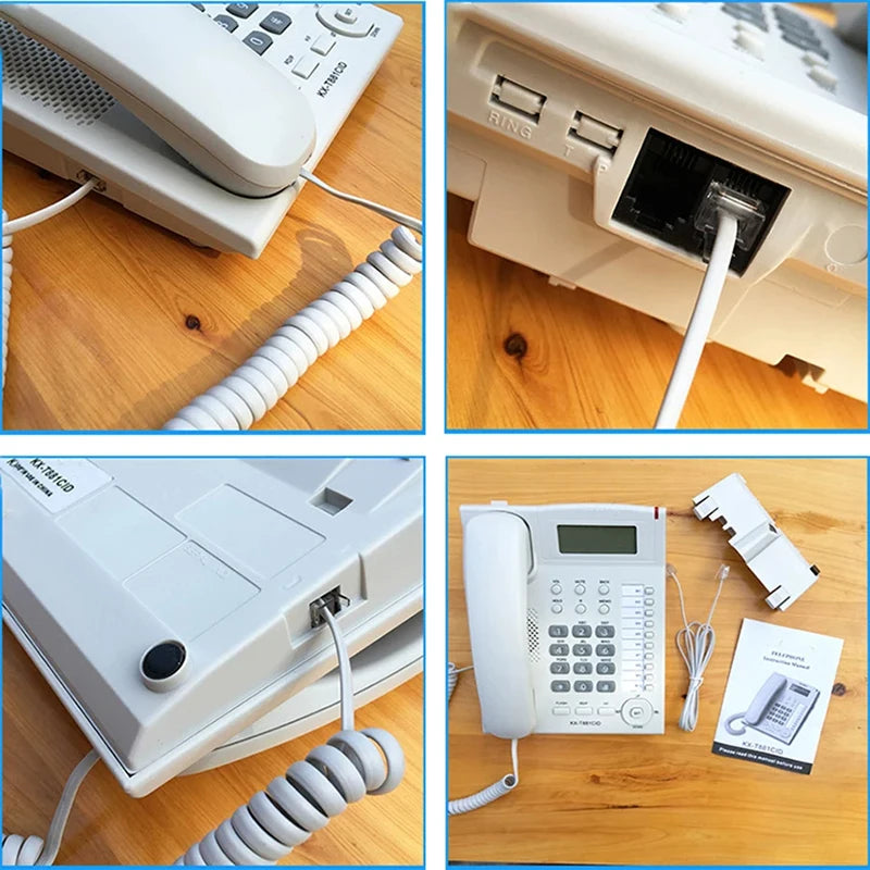 Desktop Corded Telephone, Wired Landline Phone for Home/Hotel/Office, Handsfree, with Blue Backlit, Caller ID, in English