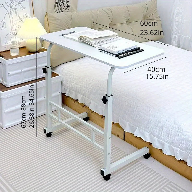 Study Table Bed Side Table Office Computer Table, Universal Pulley+adjustable Height|Ideal for Studying, Working & Storage