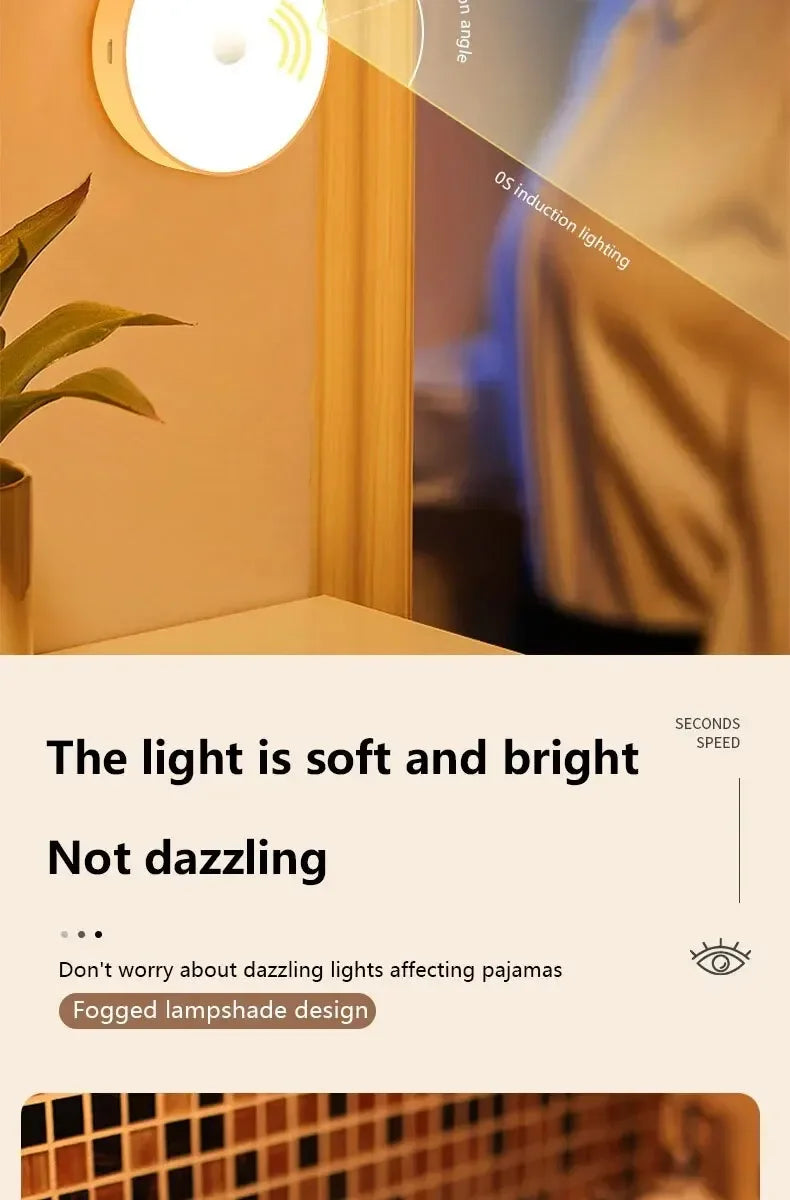 Human Intelligent Light Portable LED Night USB Charging Induction Emergency Bedside Cabinet WardrobeAutomatic Switch Lighting
