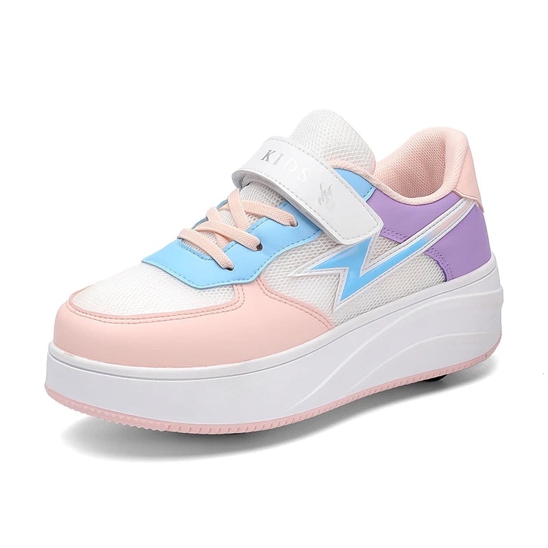 Children's walking shoes Girls 2025 new breathable roller skates boys primary school four wheel roller shoes can walk and slide