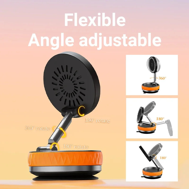 15W Wireless Car Charger Mount,Magnetic Vacuum Suction 360° Rotatable Foldable Portable Multi-Scenario Phone Stand for All Phone