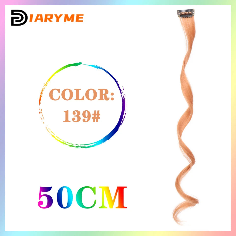Colorful Hair Extensions Curly One Clip in Synthetic Long Hairpiece For Girls Women Kid Multi-colors Party Highlights Wig Piece