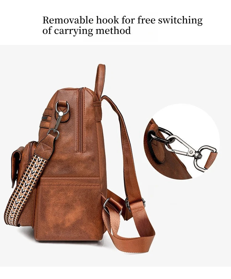 Winter Women's Backpack European Retro Two-shoulder Bag Luxury PU Composite Bag Commuter Single Shoulder Bag Leisure Travel Bags