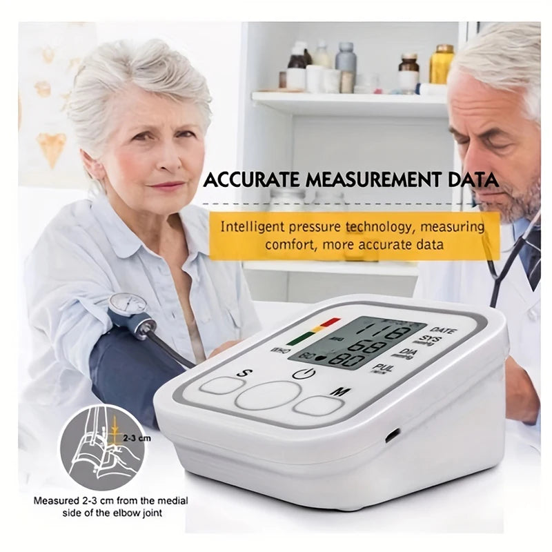 Professional Medical Blood Pressure Monitor LED Display Upper Arm Automatic Monitor BP Sphygmomanomete with Adjustable Cuff Adul