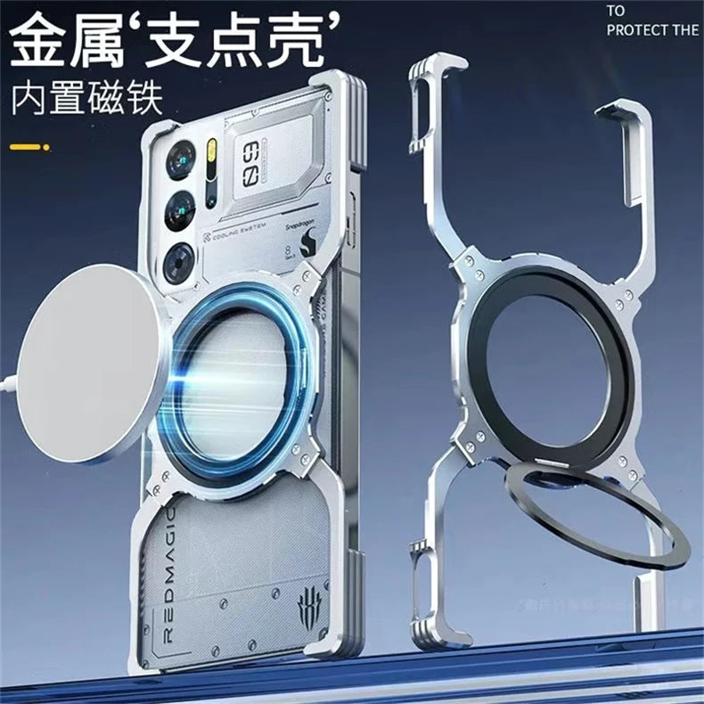 Magnetic Case For Nubia Redmagic 10 Pro Plus 9S 10s Red Magic 9 Pro+ 5G Aluminium Alloy Metal Borderless Bracket Cooling Cover