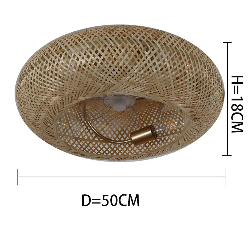 Bamboo Ceiling Fan Fans With Lights Remote Control Bedroom Decor Ventilator Lamp 50cm Air Invisible Blades Retractable Silent