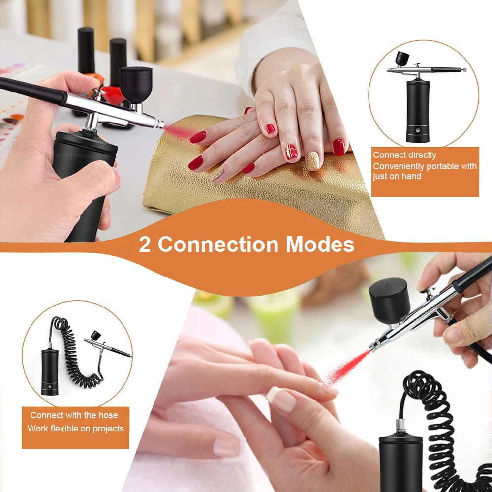 Airbrush with Compressor Portable Airbrush Paint Spray Mini Spray Gun Wireless Air Brush Painting Airbrush Kit with Compressor