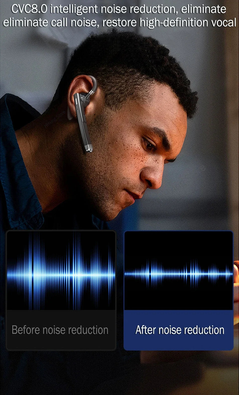 YYK-520 Wireless Headset Gaming Earphone with Built-in Mic for Driving Business Office Compatible with All Smart Phone