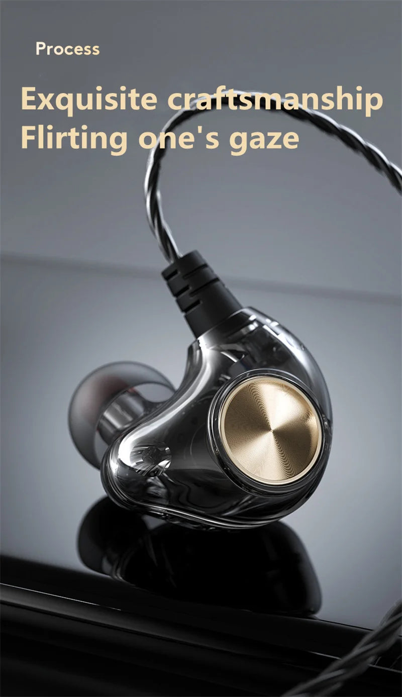 Dynamic HiFi Wired Earphone In Ear Monitor Sport Headphones Bass Stereo Gaming Noise Cancelling Headset Music Earbuds With Mic