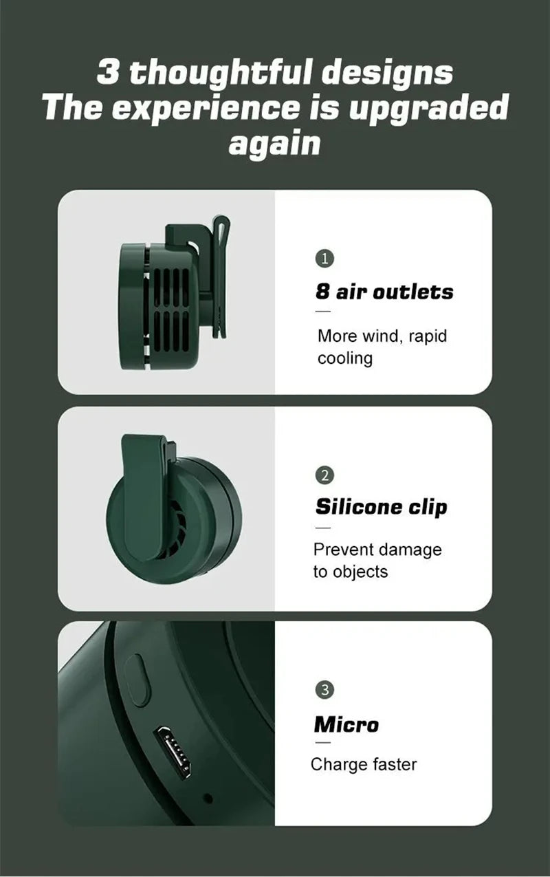 Lenovo Hanging Clip Small Fans Usb Portable Mini Small Electric Fan Light Sound Portable Desktop Handheld Fan Outdoor Cooling