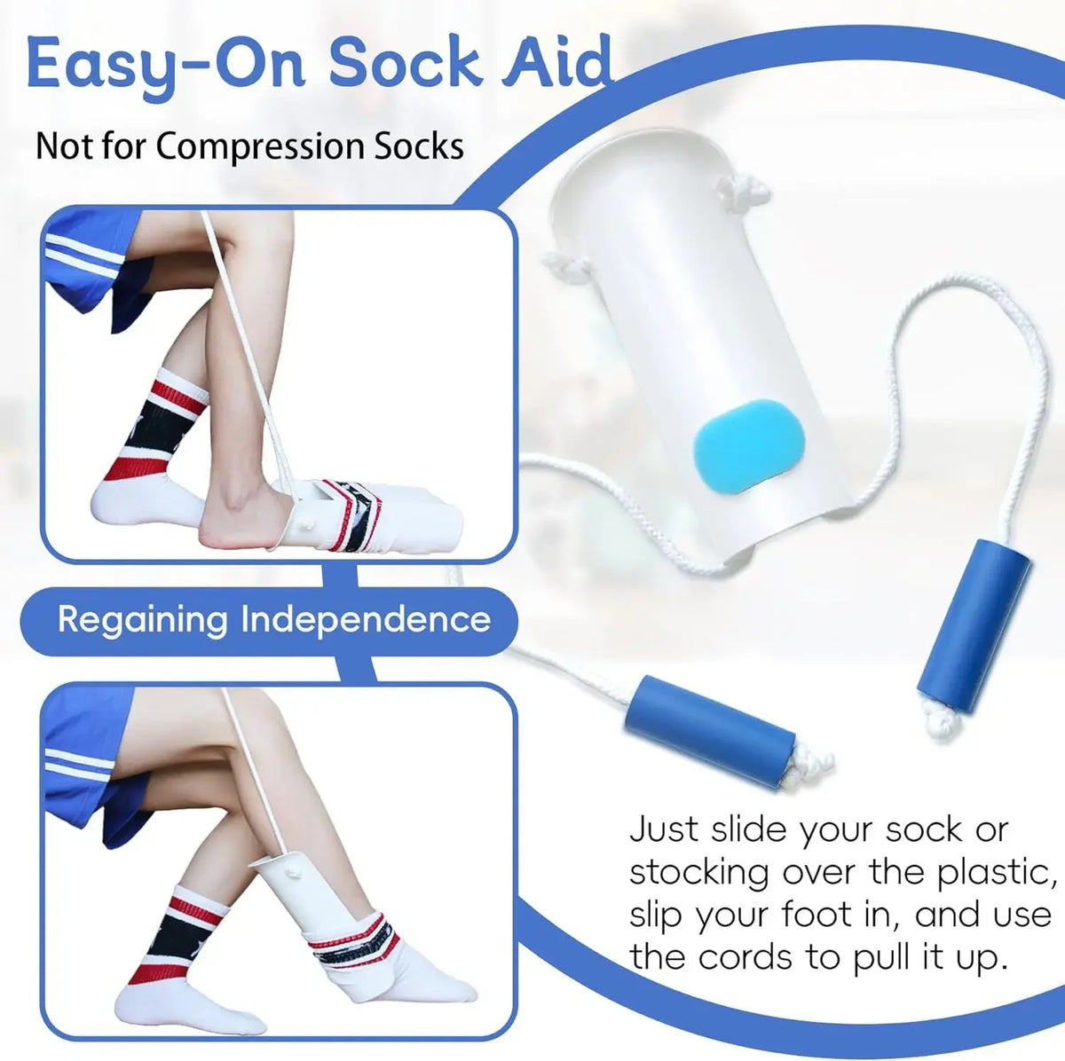 No bending Sock Aid Easy On and Off Stocking Slider Donner Pulling Assist Device Sock Helper Aid Tool Portable Sock Wearing