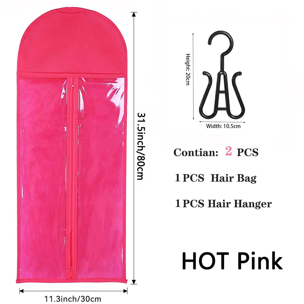 Wig Storage Bag Extra Long Hair Extension Storage Bag With Hanger For Wigs Hair Extensions Hairpiece Wig Bag With Wig Hanger