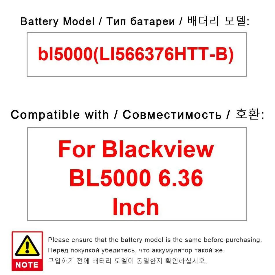 For Blackview BL5000 6.36 LI566376HTT-B Mobile Phone Battery 4980Mah Reliable Power