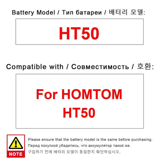 For Homtom HT50 Mobile Phone Battery Reliable Power Supply Good Low-Temperature Performance 5500Mah