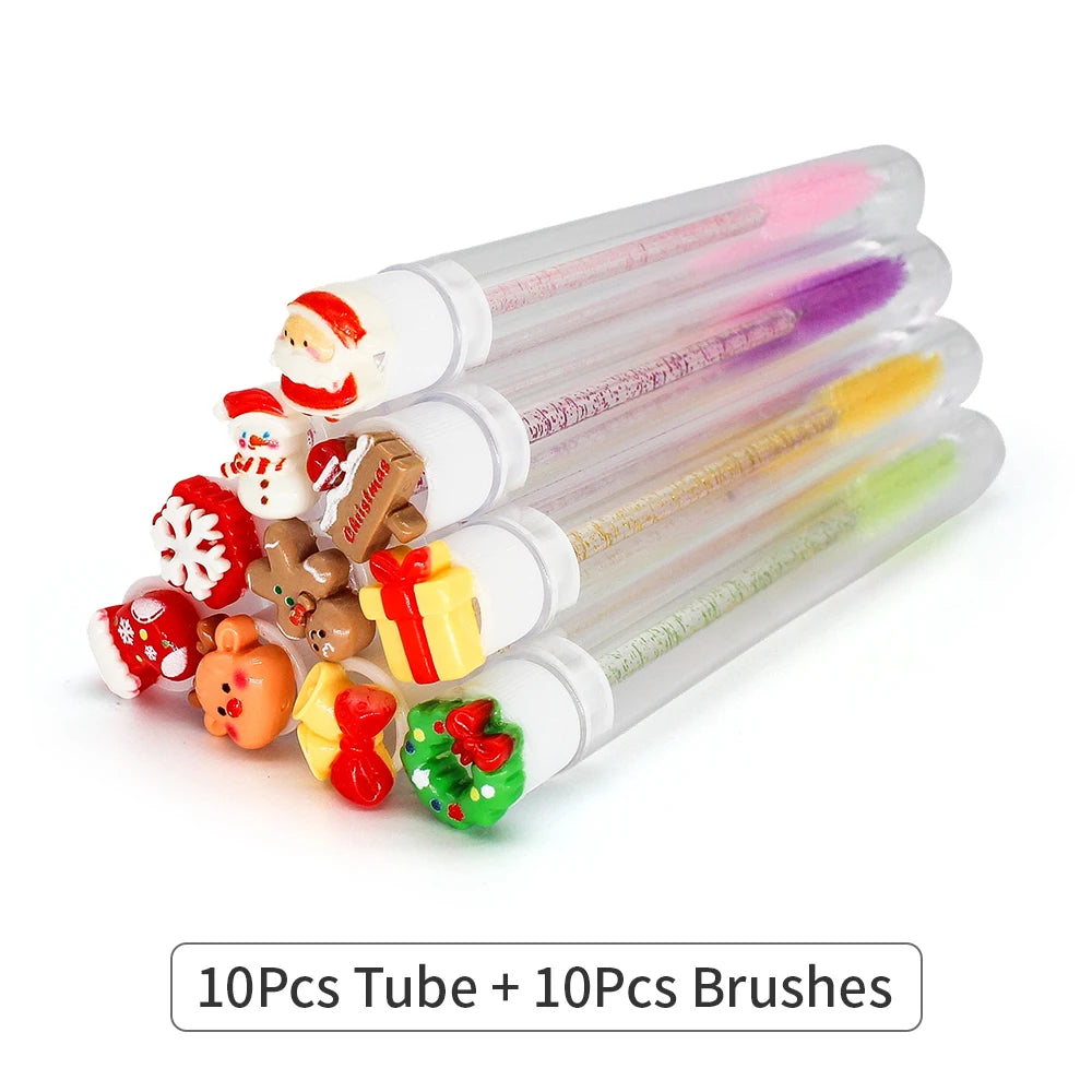 Christmas Eyelash Brush Tubes With Lash Reusable Mascara Wands Replaceable Makeup Applicators Dust-proof Lash Extension Supplies