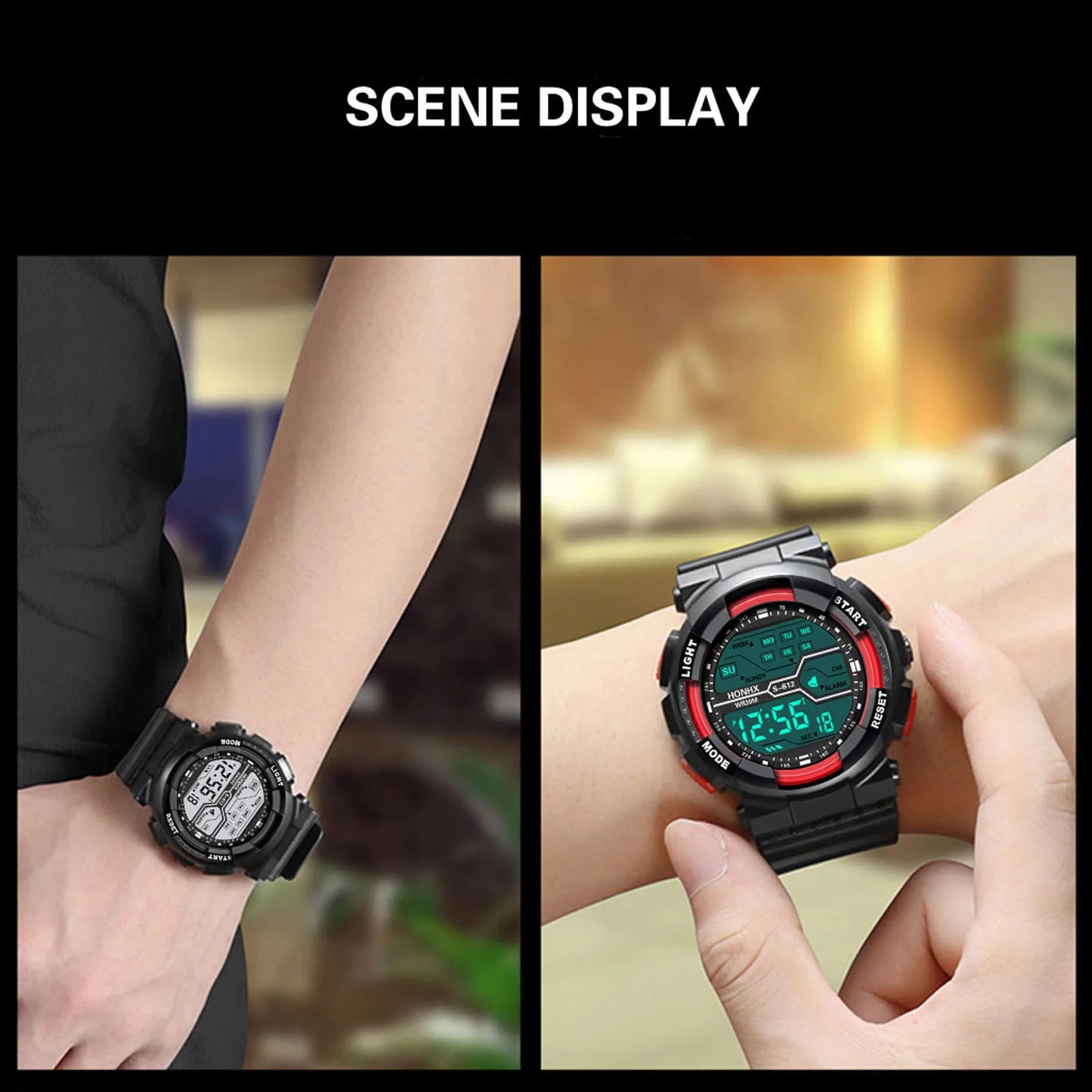 A Variety Of Styles Of Cool Sports Electronic Watches With Four Buttons