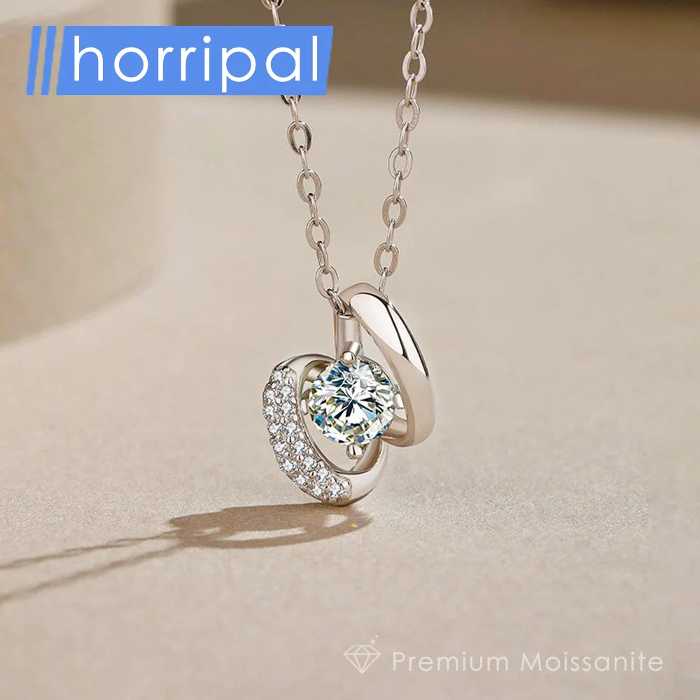 5mm Moissanite Pendant Necklace D VVS1 Moissanite with GRA Sterling Silver Plated 18K White Gold Waterproof Necklace for Women