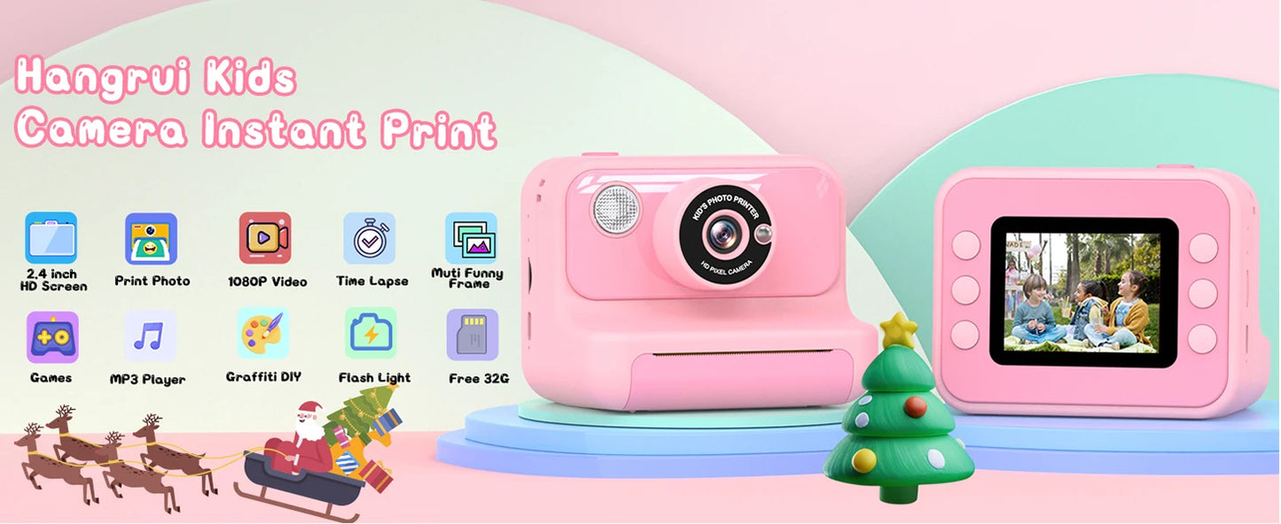 Kids Camera Instant Print 1080P HD Thermal Printing Camera 2.4 Inch Mini Digital Camera Toy For Toddle