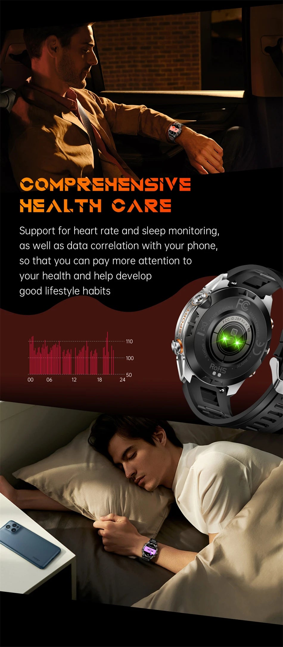 Military Smart Watch Men 10ATM Waterproof 1.46" AMOLED Screen LED Flashlight 515mAh Battery Heart Rate Sport BT Call Smartwatch