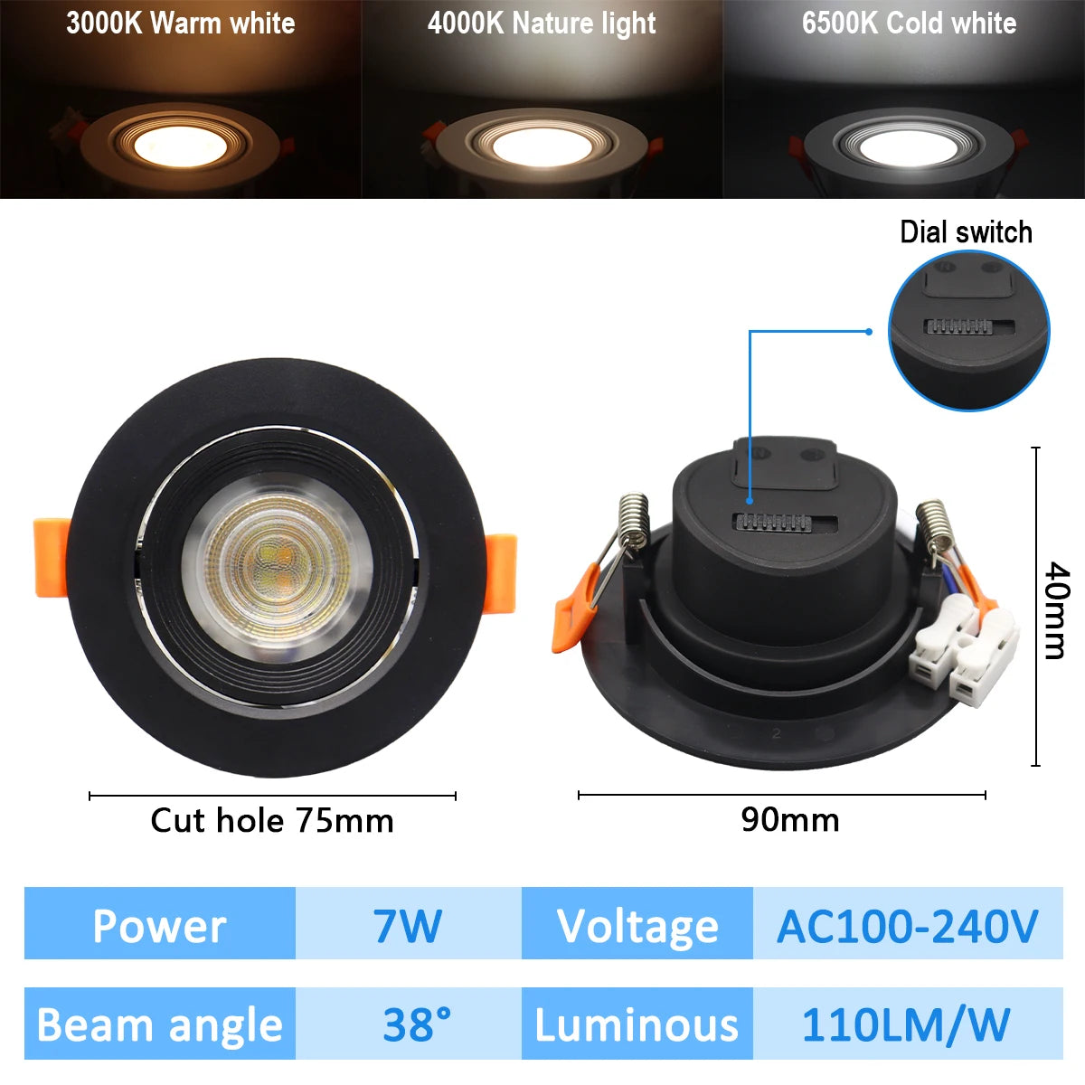 1-10pcs Led Surface Mounted Spot Downlight CCT 3000/4000/6500K Anti-glare Ceiling Lamp Foldable Spotlights for BedRoom Bathroom