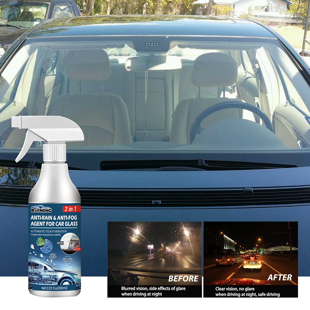Anti Fog Rain Repellent Spray 60ml Car Glass Rainproof Antifogging Coating Agent Long Lasting for Windshield Rearview Mirror