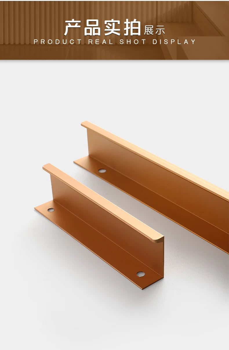 Extended drawer Cabinet Pulls door edge handle black gold wardrobe Drawer Pulls Aluminum Alloy Furniture Handles Cupboard Pulls