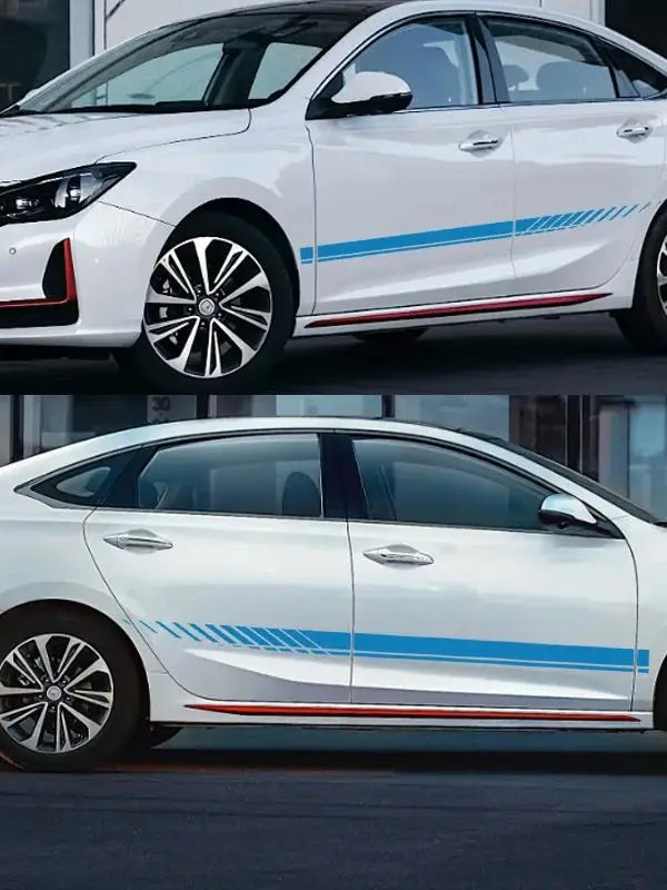 2-Piece Car Racing Stripe Vinyl Decals for Side Skirts - 74.8"x3.5" (190x9cm) Universal Fit SUV Truck, High Adhesive Waterproof