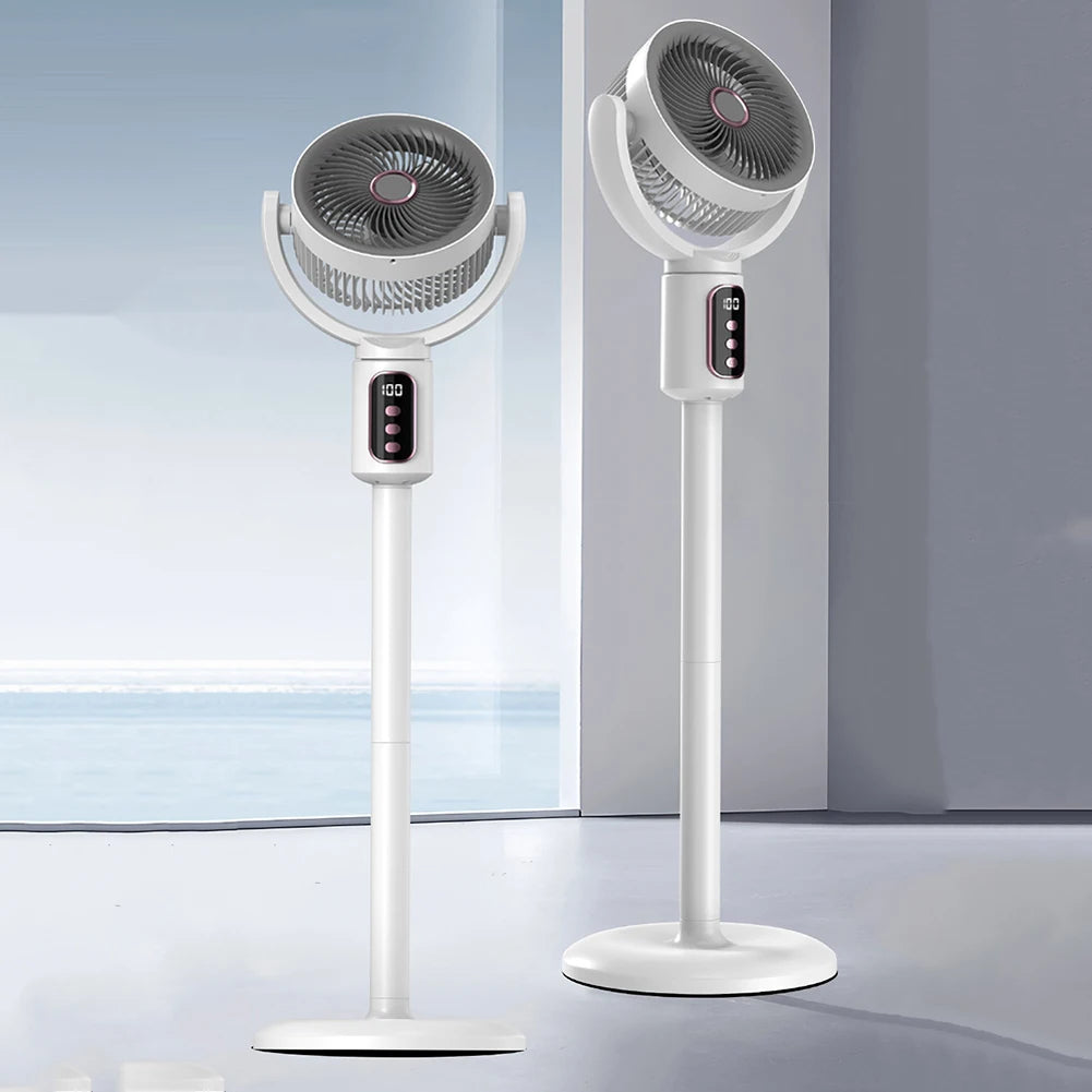 Oscillating Floor Fan,Intelligent Digital Air Circulation Vertical Fan With Remote Control,Adjustable Height And Speed Settings