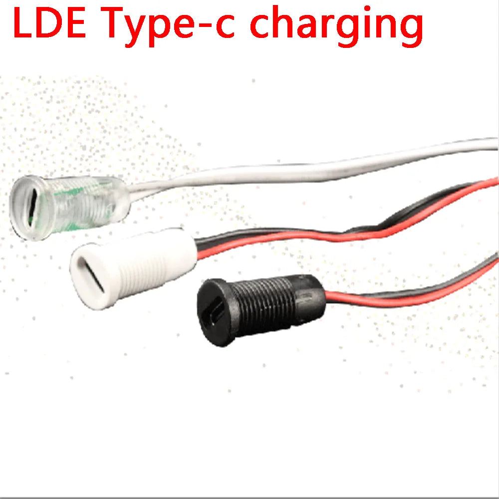 2Pin Wire LED light USB Type-c Waterproof Connector Direct compression female base Female Socket Charging Interface With Welding