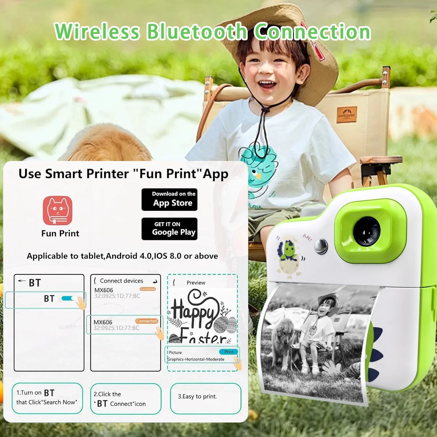 Kids Thermal Print Camera Instant Photo Printing Camera 1080P HD Digital Camera Toys Parent-child Interaction Camera Toys Gifts